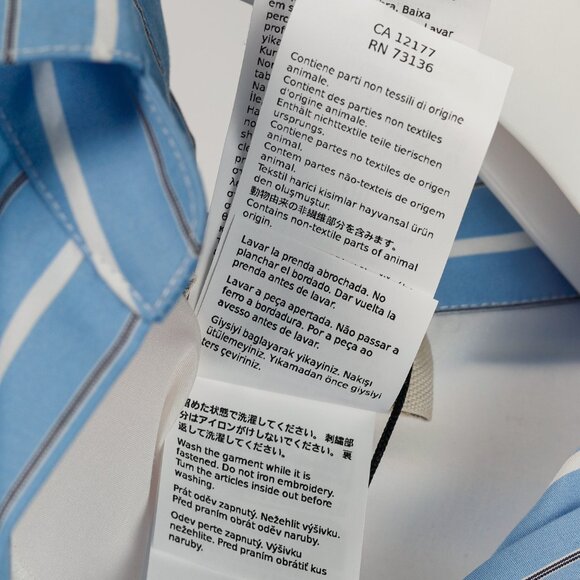 Weekend Max Mara Nadar Light Blue Striped Embroidered Cotton Poplin Shirt - Picture 15 of 16